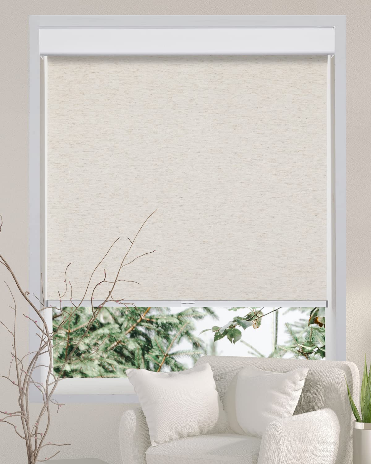 Cream Light Filtering Cordless Roller Shade 70W x 72H