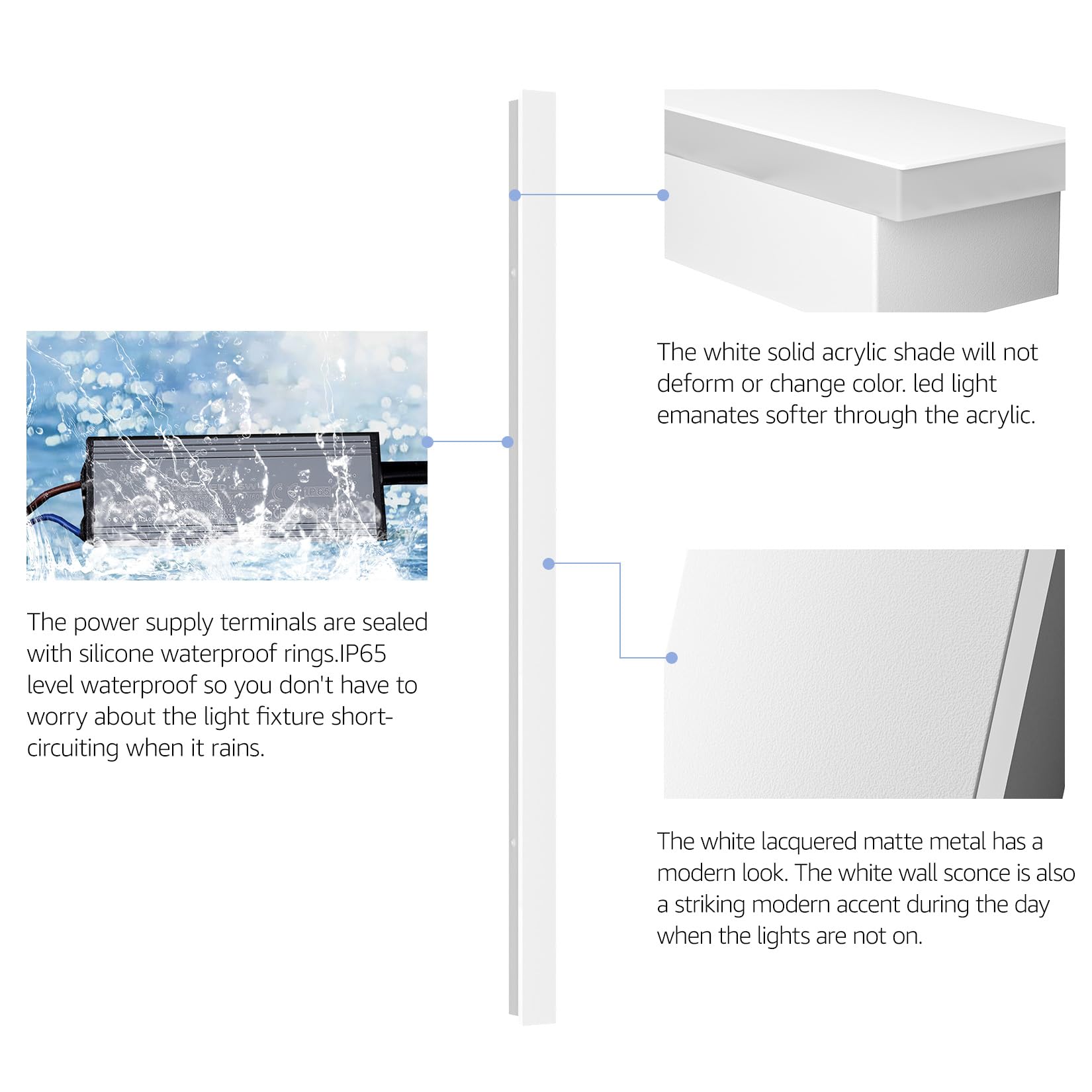 lundwa 2 Pack 47.25inch Long Outdoor White Wall Lights 35W 3000K Modern Porch Lights Acrylic Waterproof IP65 Exterior Wall Light Fixtures for House Patio Porch Courtyard (White) Retail $169.00