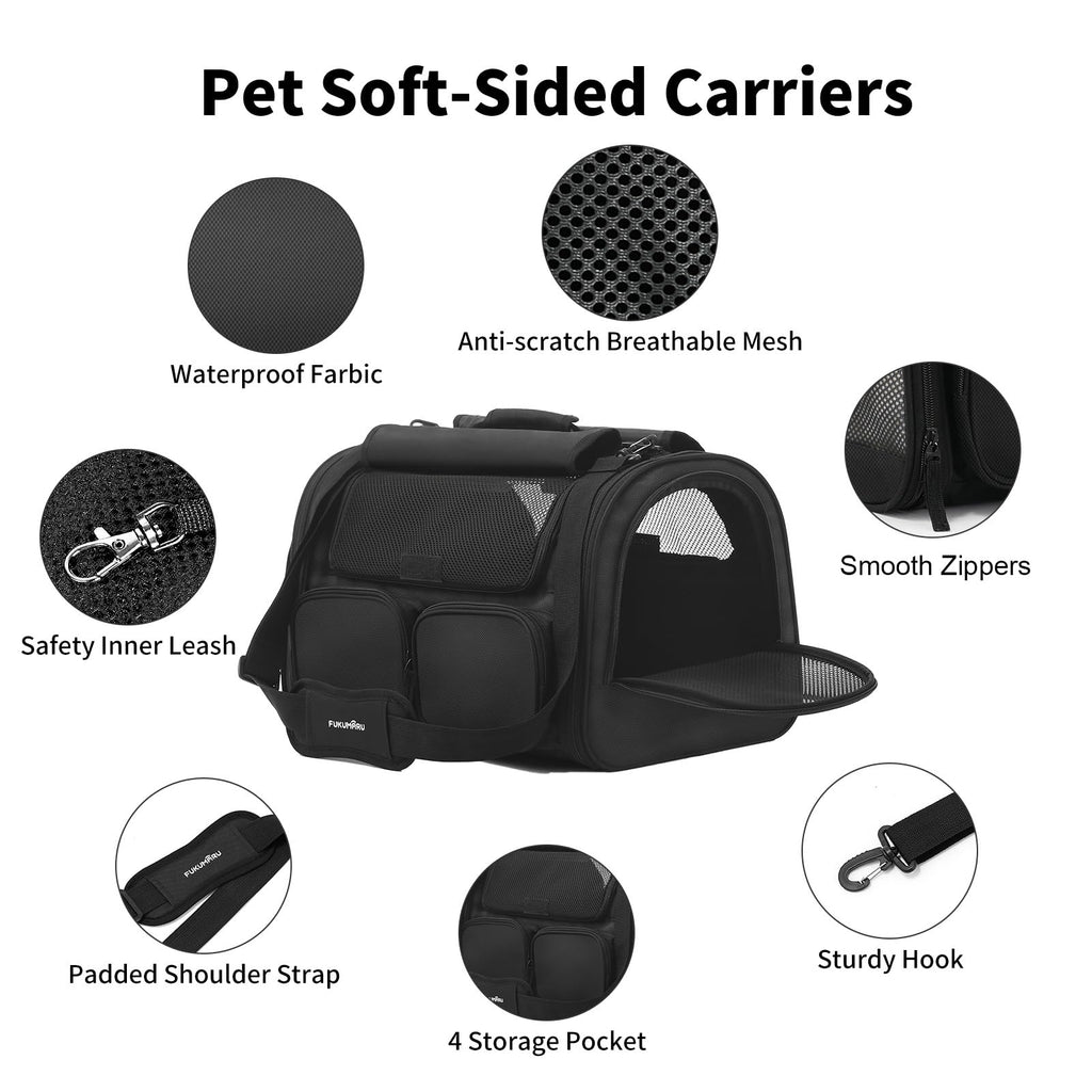 Open-Box New FUKUMARU Airline Approved Soft-Sided Pet Carrier w 4 Mesh Windows 15 lb Retail $32.00