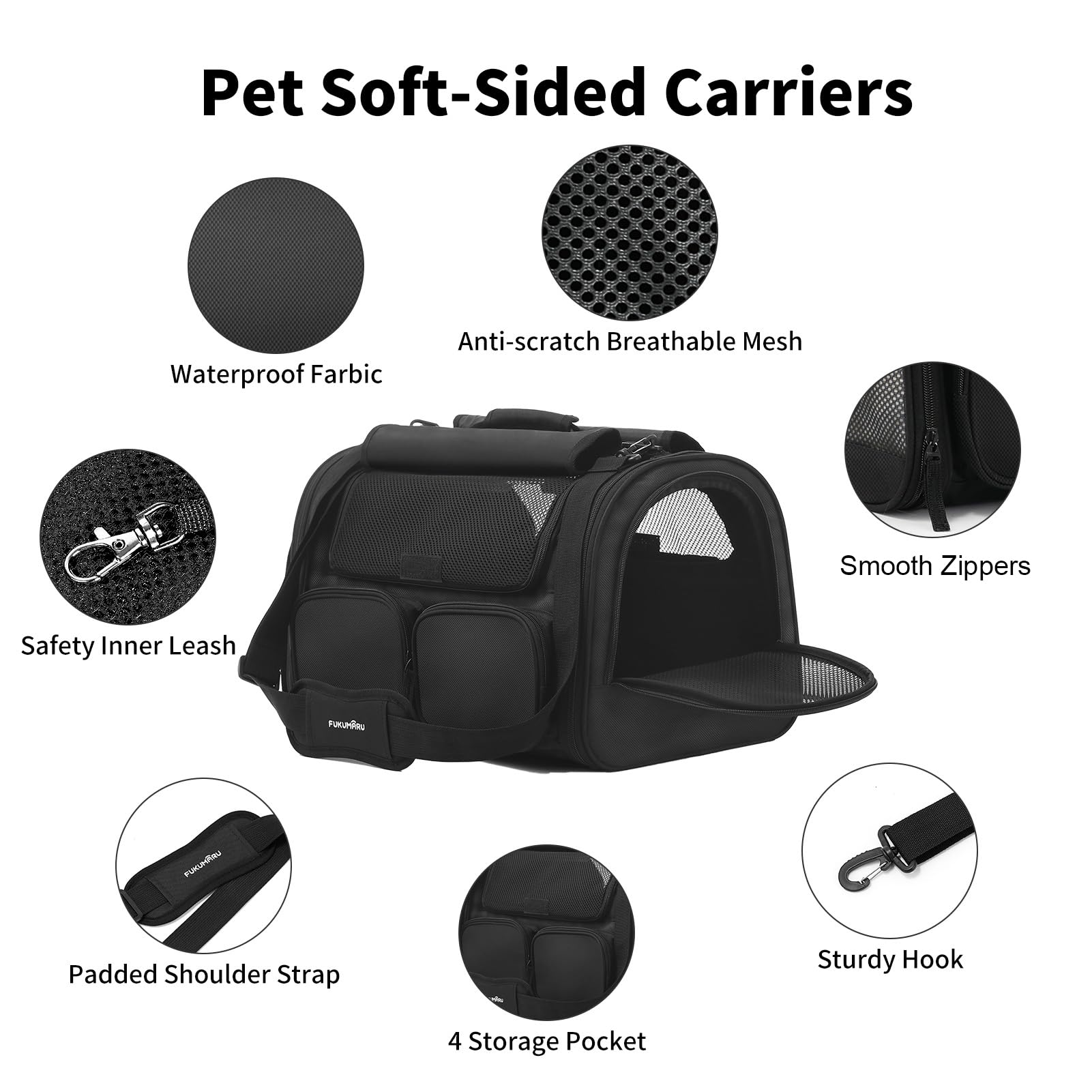 Open-Box New FUKUMARU Airline Approved Soft-Sided Pet Carrier w 4 Mesh Windows 15 lb Retail $32.00