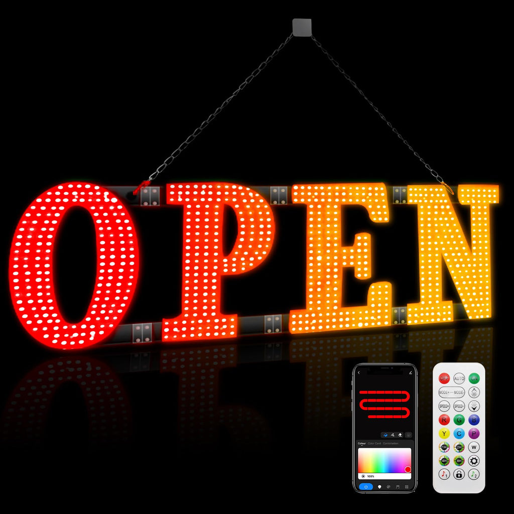 Open Box Lemon Nova 48x16 LED Open Sign w Smart App  Remote Control