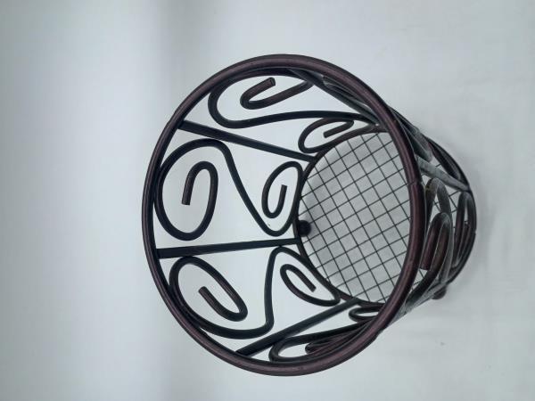 Decorative Metal Wire Scroll Utensil Holder Caddy Dark Brown