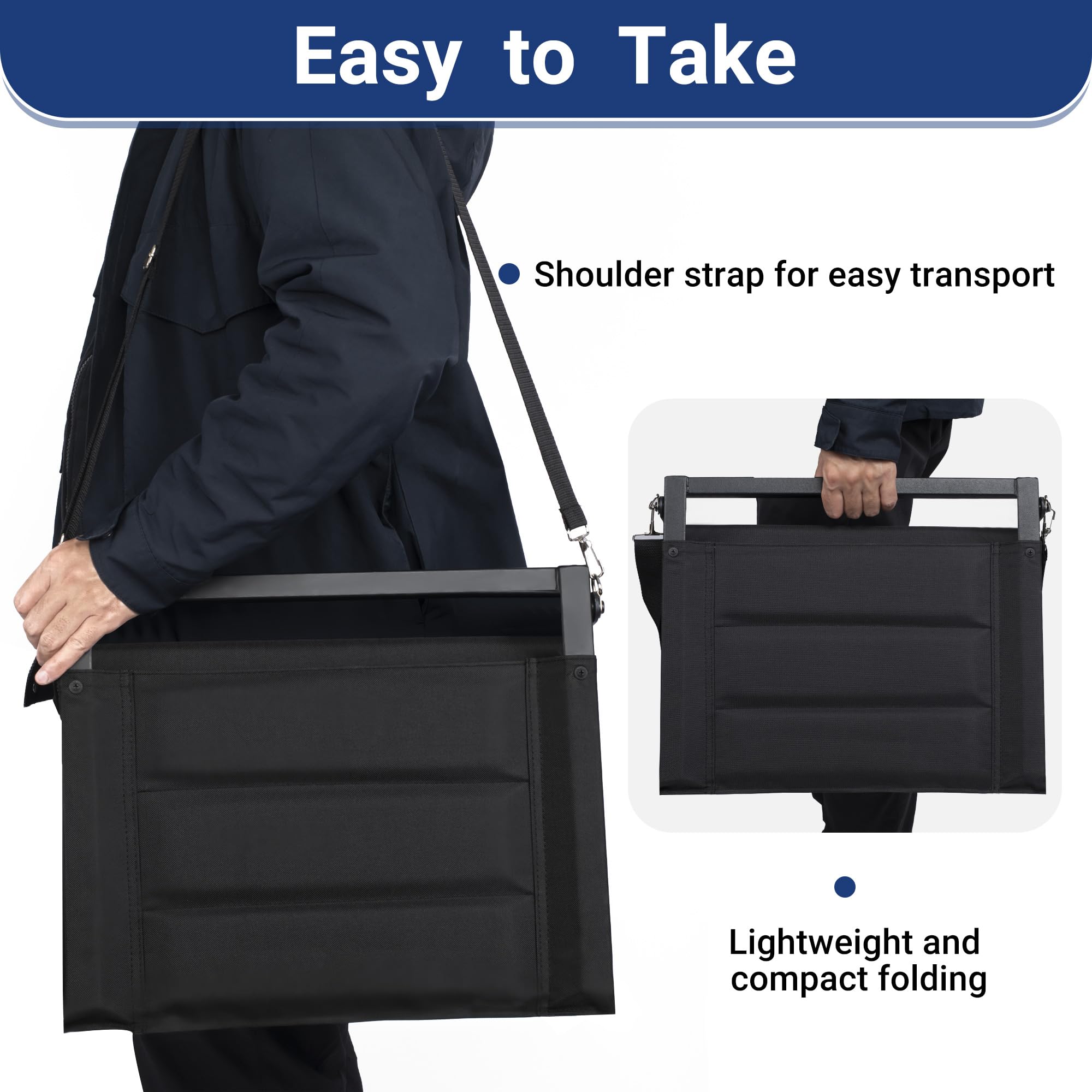 Black Portable Stadium Seat Cushion with Back Support
