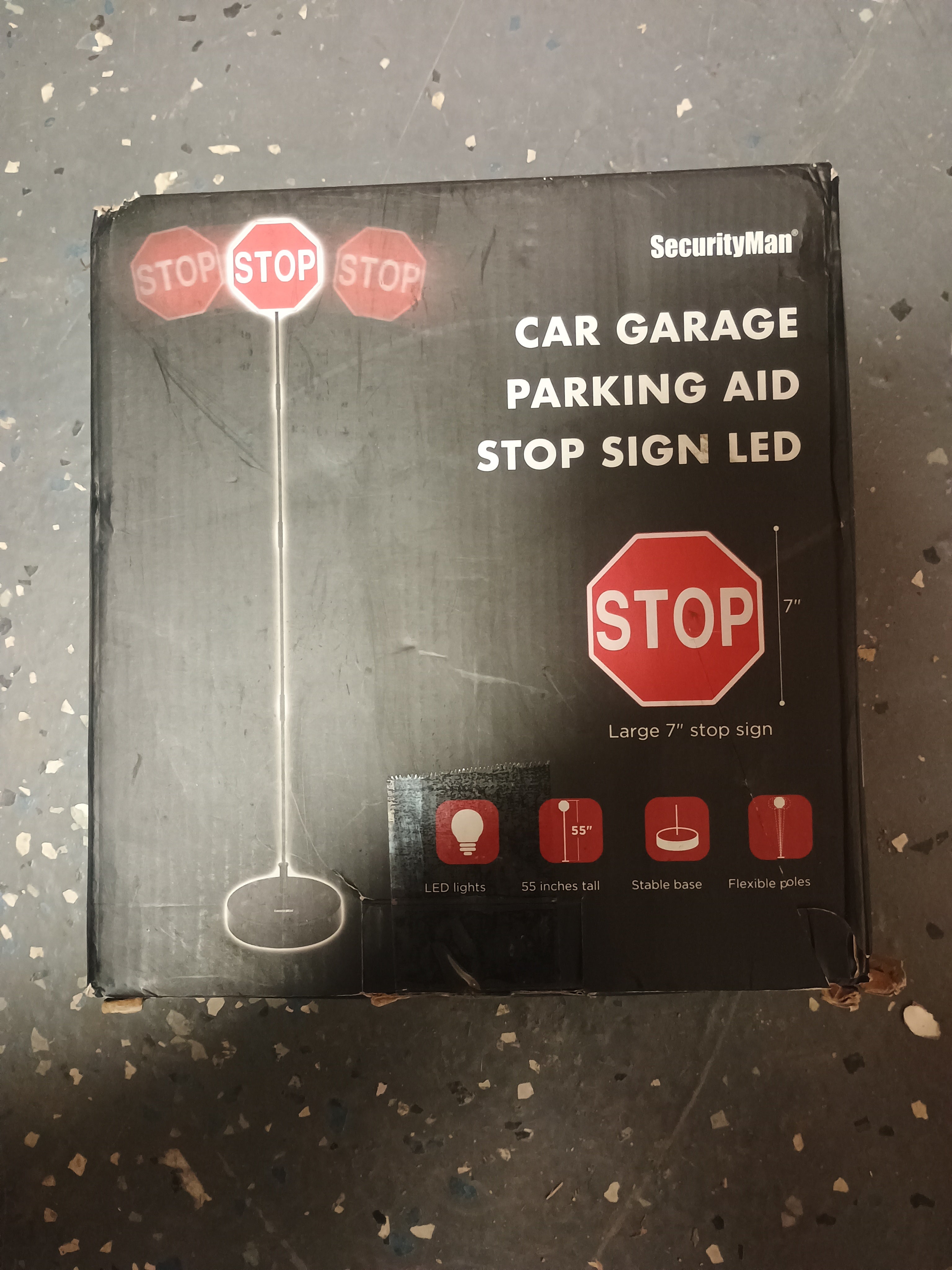 LED Car Garage Parking Aid Stop Sign - Red 55 inches Flexible Pole  Weighted Base Retail $25.00