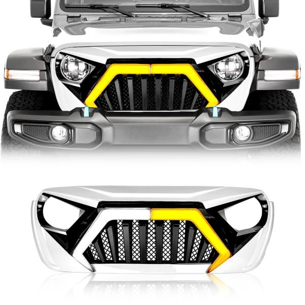 Front Goliath Grill with DRL Turn Signal for 2018 Wrangler JL and 2020 Gladiator JT