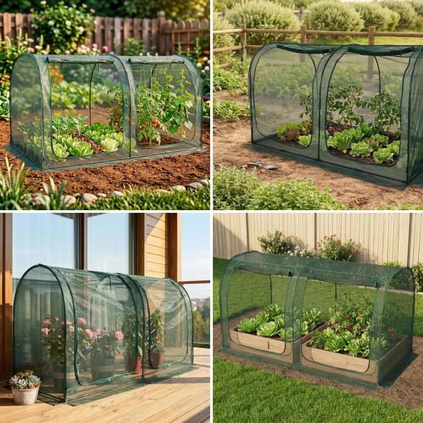 Crop Cage for Garden 98x49x49 Tunnel Plant Netting Cover with Zipper