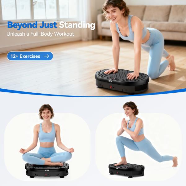 HTM Vibration Plate, Vibration Plate for Lymphatic Drainage, 9 Modes & 120 Speeds, Shake Plate with Resistance Bands Slot & Remote, 300 Lbs Load, Fat Burning Weight Loss Home Fitness Workout Retail $39.00