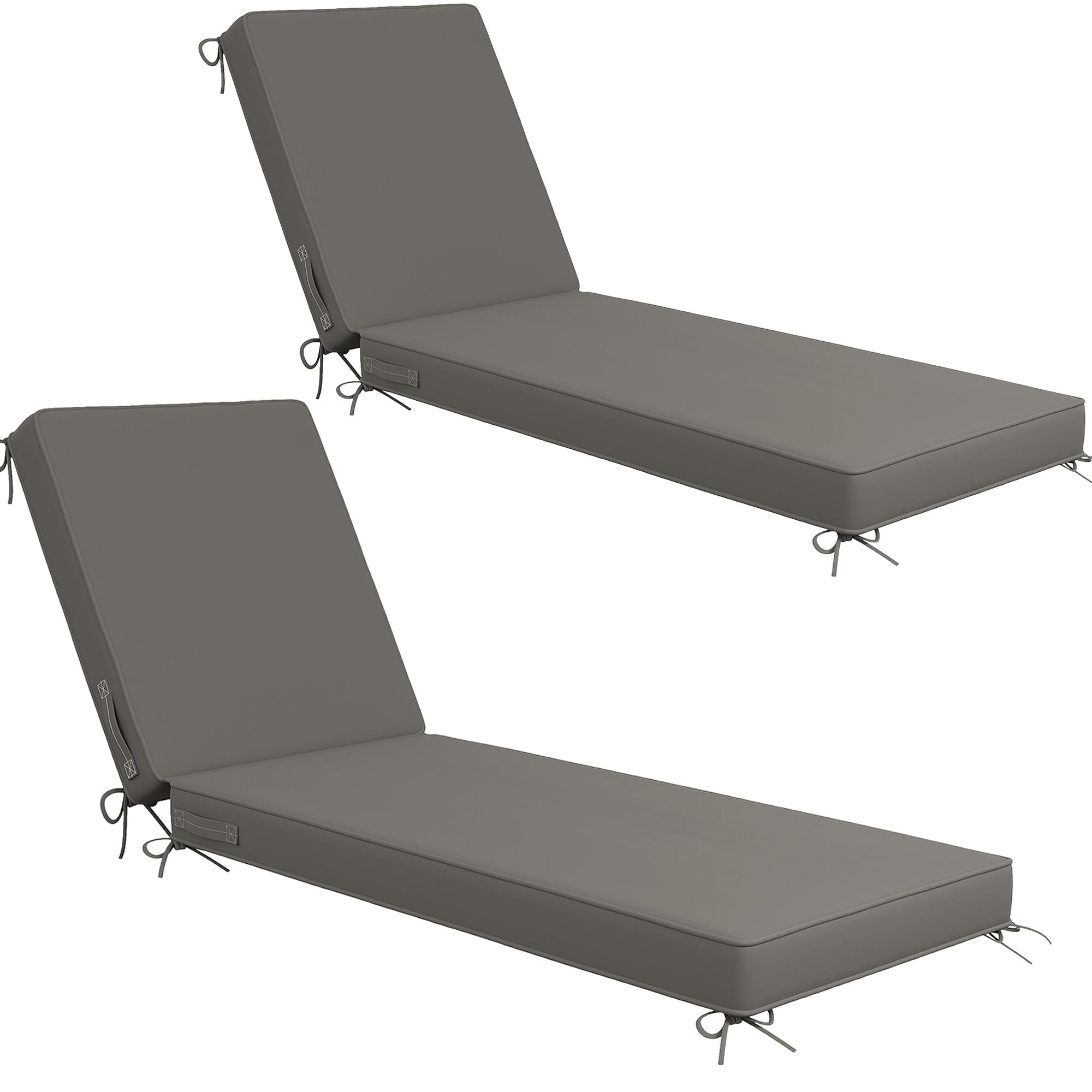 UDPATIO Outdoor Chaise Lounge Cushions 4 Inch Thick Foam, Patio Recliner Pad, Waterproof & Fade Resistant, UV-Protected with Straps for Pool, Deck, Garden Furniture (Deep Grey/2PCS, 72"x21"x4") Retail $91.00
