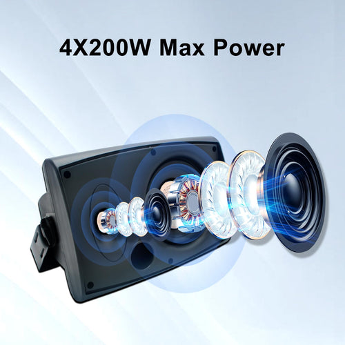 5 Inch Outdoor Wall-Mounted Speakers 800W Waterproof Black 4 Passive