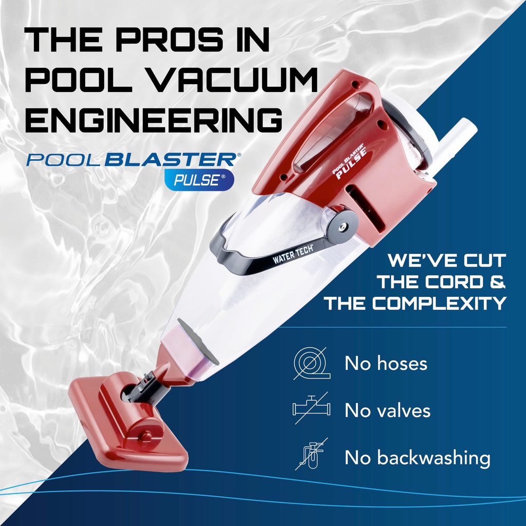 Pulse Cordless Pool Vacuum Rechargeable XL Debris Chamber 45 Pole 45 Min Runtime Red