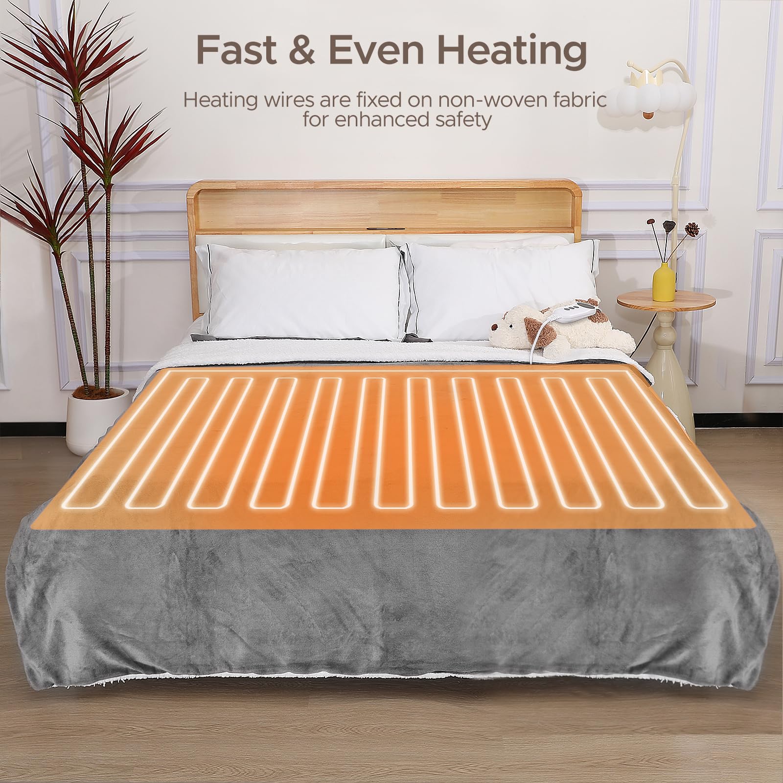Open-Box New STHYTON Full Size Heated Blanket - 72x84 Dual-Sided 9 Heat Levels Auto-Off Retail $39.00