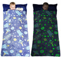 Glow in the Dark Kids Slumber Bag with Pillow Blanket 62x28 Starry Sky