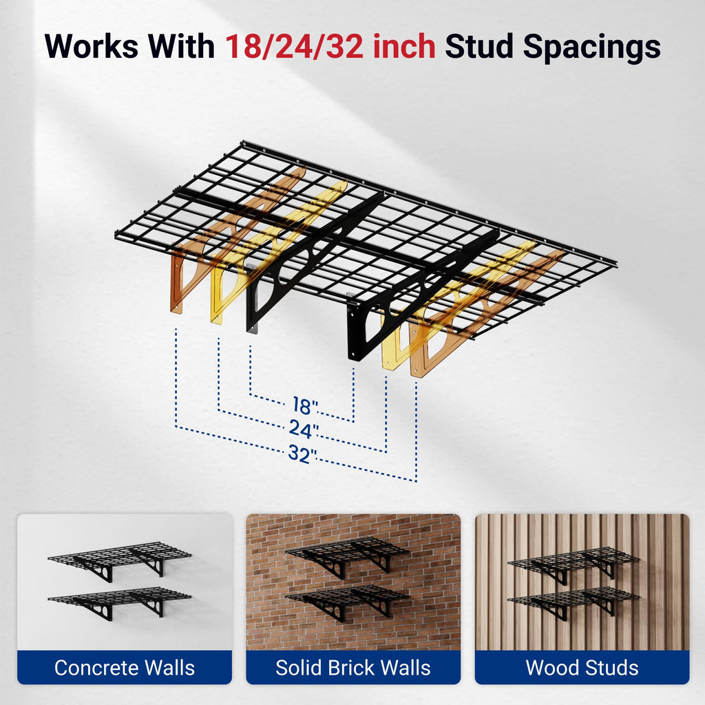 Open-Box New FLEXIMOUNTS 2-Pack 2x4ft Heavy-Duty Wall Shelves with 600 lbs Total Capacity Retail $89.99