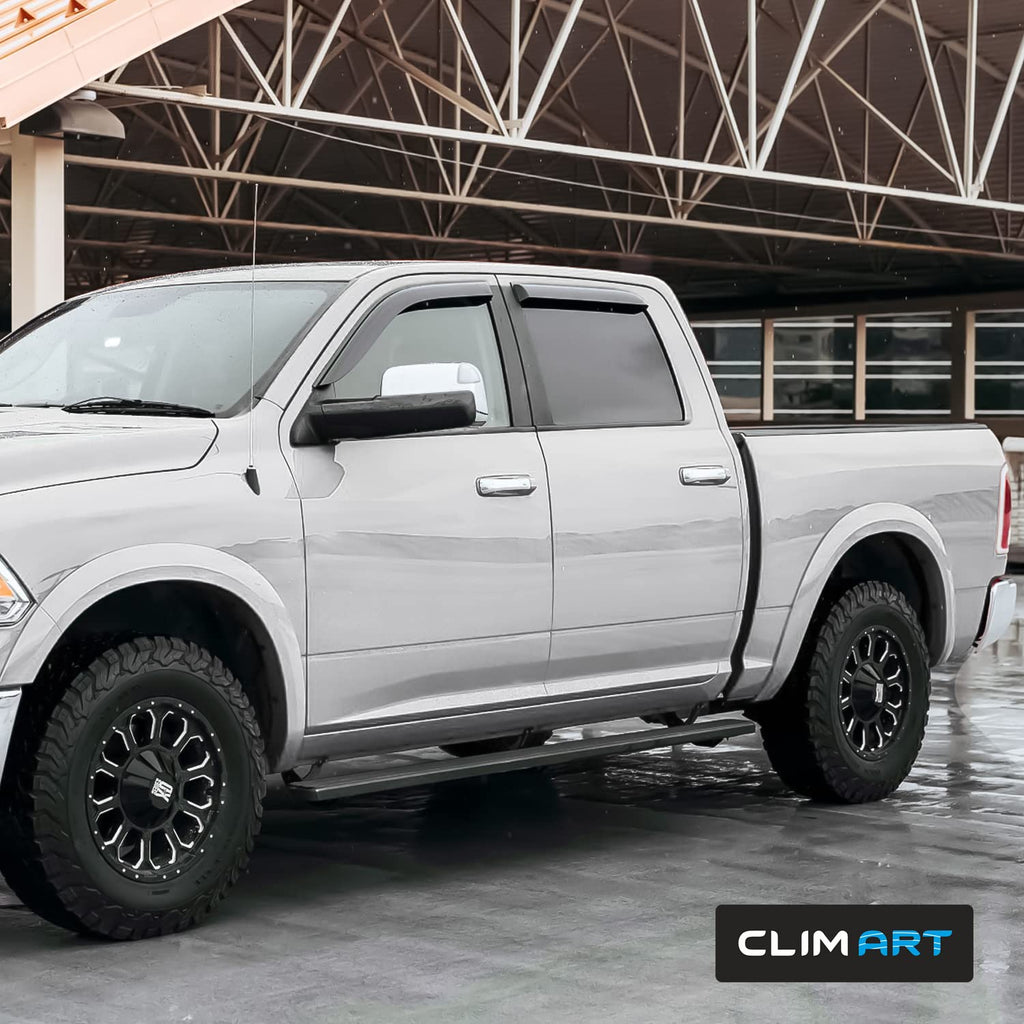 Tape-on Window Deflectors for Dodge Ram 2009-2018 Crew Cab - Dark Smoke 4pcs