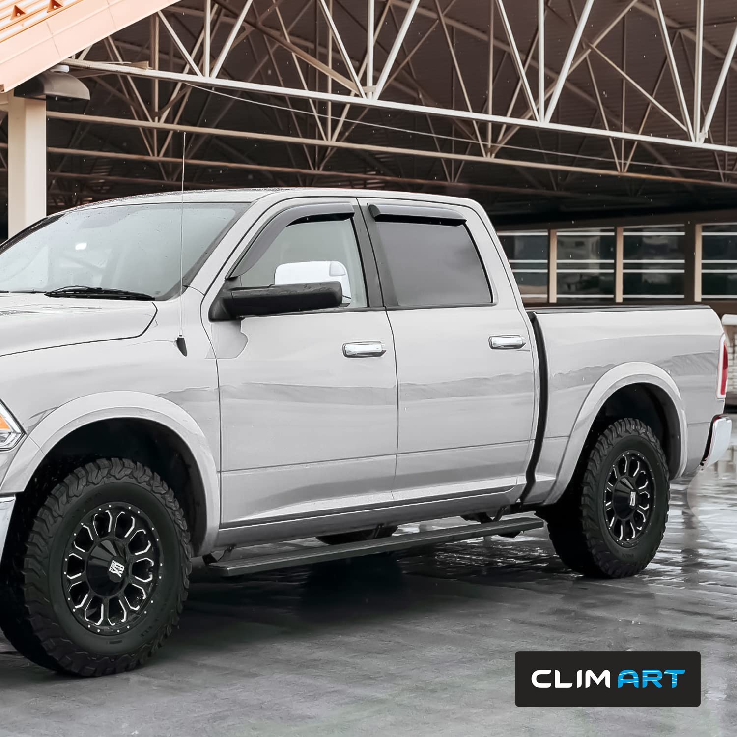 Tape-on Window Deflectors for Dodge Ram 2009-2018 Crew Cab - Dark Smoke 4pcs