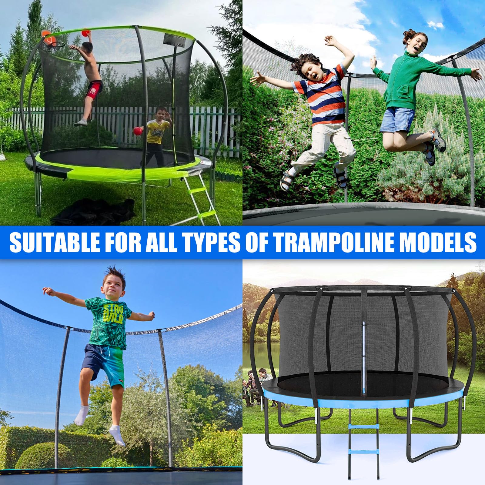 Curved Trampoline Replacement Poles 1 Upper  1 Lower for 8-16ft