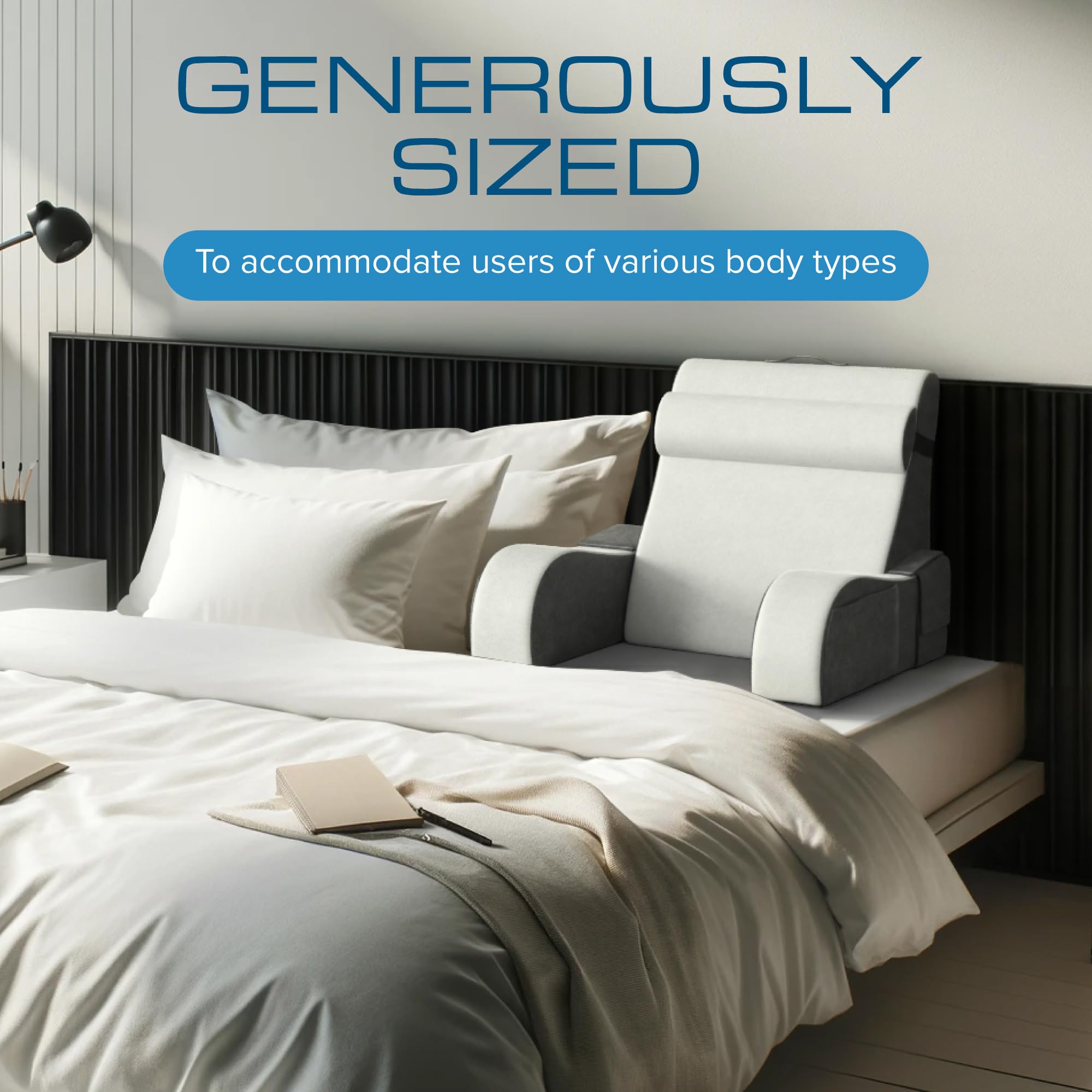 Kolbs Bed Wedge Pillow for Sleep Apnea, Acid Reflux, and Back Pain Relief, with Chic Jacquard Cover - Headboard Wedges for Sleeping (19" Wedge Reading - Grey) Retail $47.00