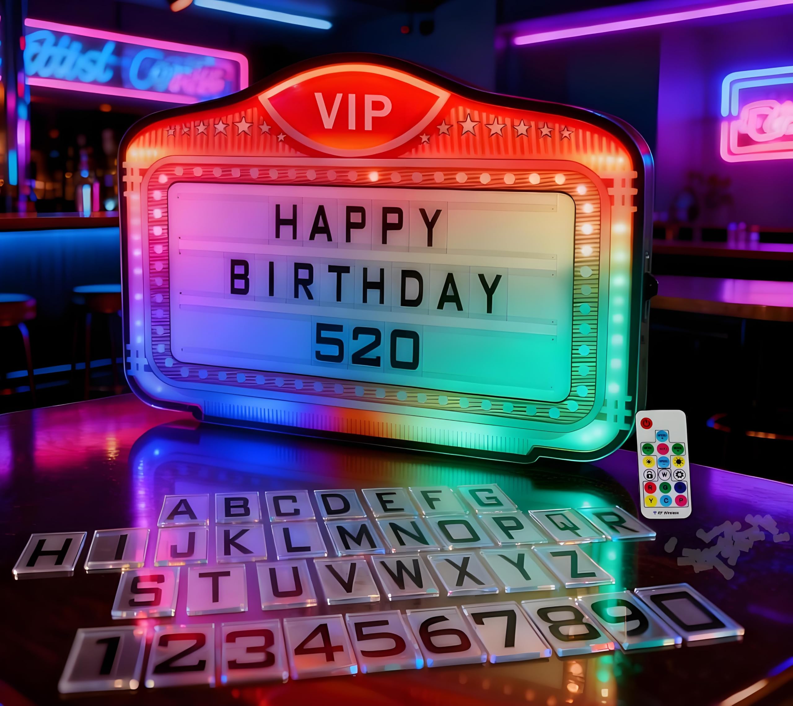 Bottle Service Sign, VIP LED Letter Bottle Presenter, Color Display Lights with 4 Sets Letters & 1 Numbers Kit, Hand Holding Light Box Sign for Party, Bar & Night Club (vip)