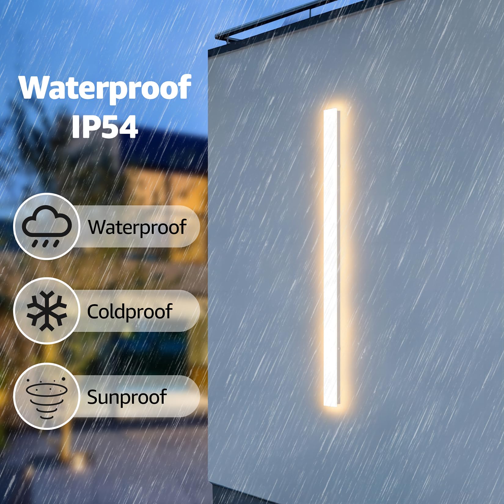 lundwa 2 Pack 47.25inch Long Outdoor White Wall Lights 35W 3000K Modern Porch Lights Acrylic Waterproof IP65 Exterior Wall Light Fixtures for House Patio Porch Courtyard (White) Retail $169.00