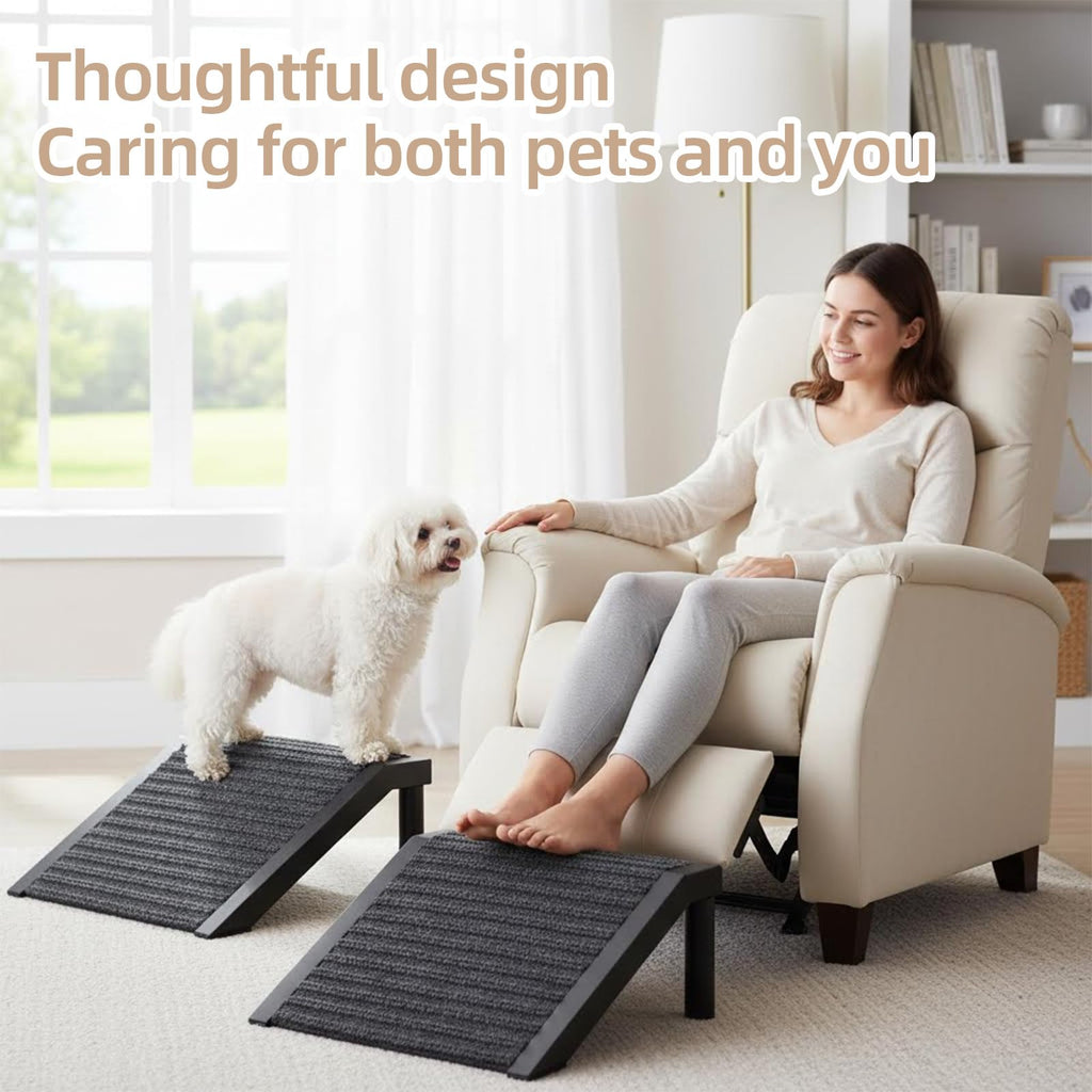Dog Ramp for Stairs Non-Slip Pet Steps with Locked-in Carpet Iron Frame