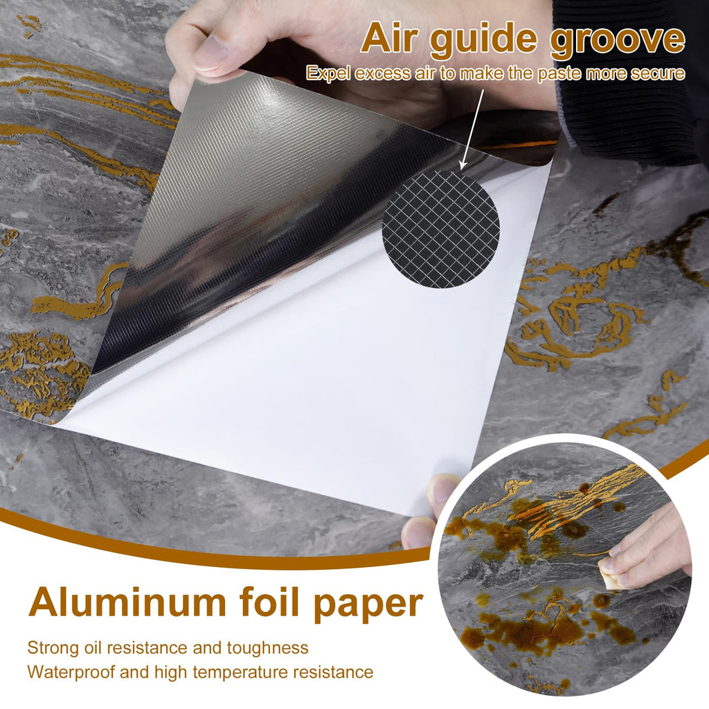 Grey and Gold Glossy Marble Peel and Stick Wallpaper 23.6 x 472.4 for Countertops $59.25