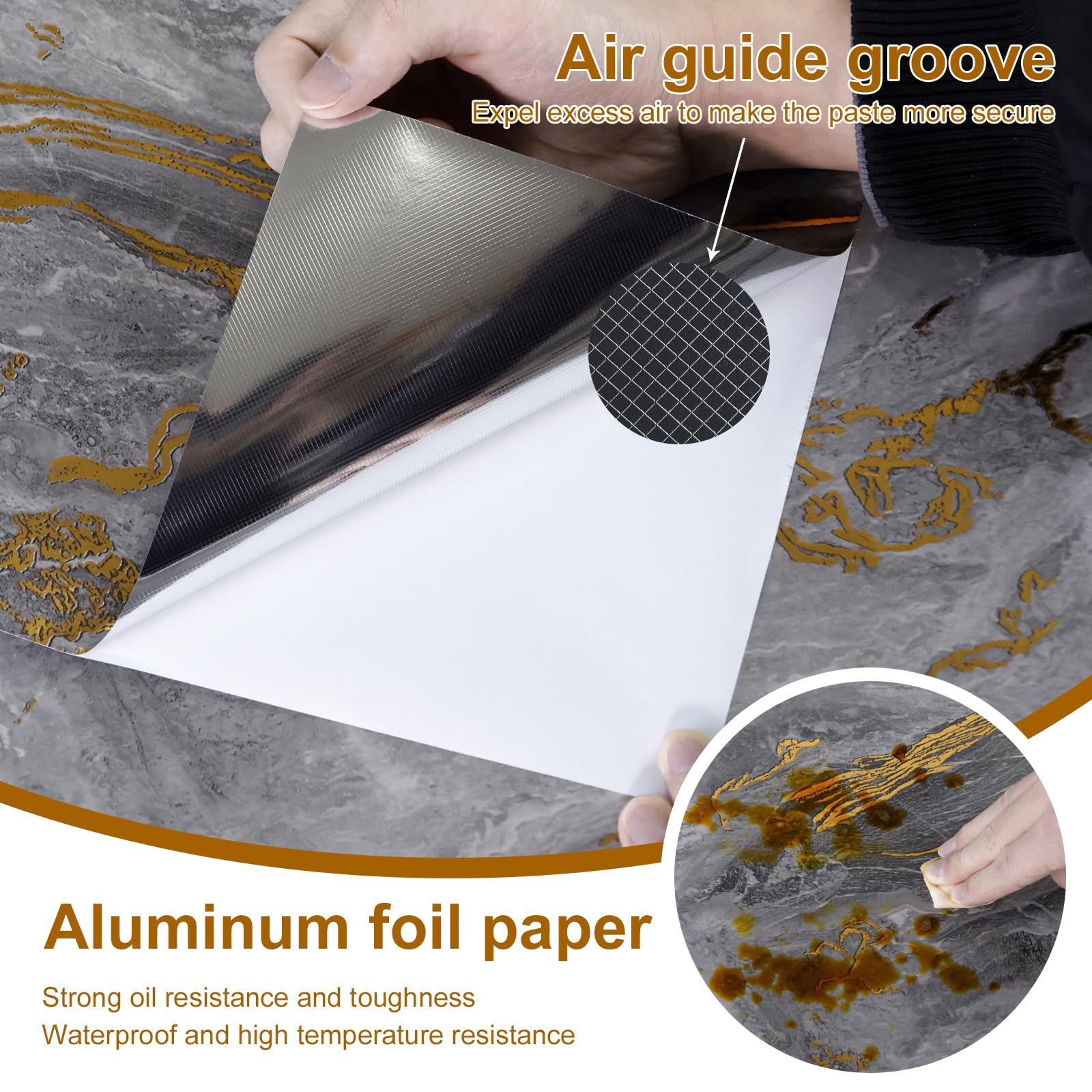 Grey and Gold Glossy Marble Peel and Stick Wallpaper 23.6 x 472.4 for Countertops $59.25