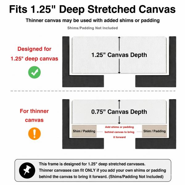Canvas Floater Frame for Finished Canvas Art, 1.25" Deep Floating Shadow Gap Design, Floating Frame for Canvas Art, Modern Gallery Style Wall Decor, Hardware Included (Champagne Gold, 16x20) Retail $51.00