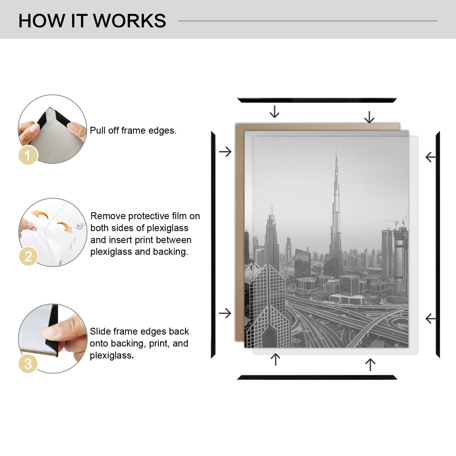 Boarding 22.375X34 Poster Frame 4 Pack, Scratch-Proof Picture Frames for Wall Gallery, Slide-In Strips,Photo Frame 22.375 by 34 for Horizontal or Vertical Wall Display, Black Retail $55.00