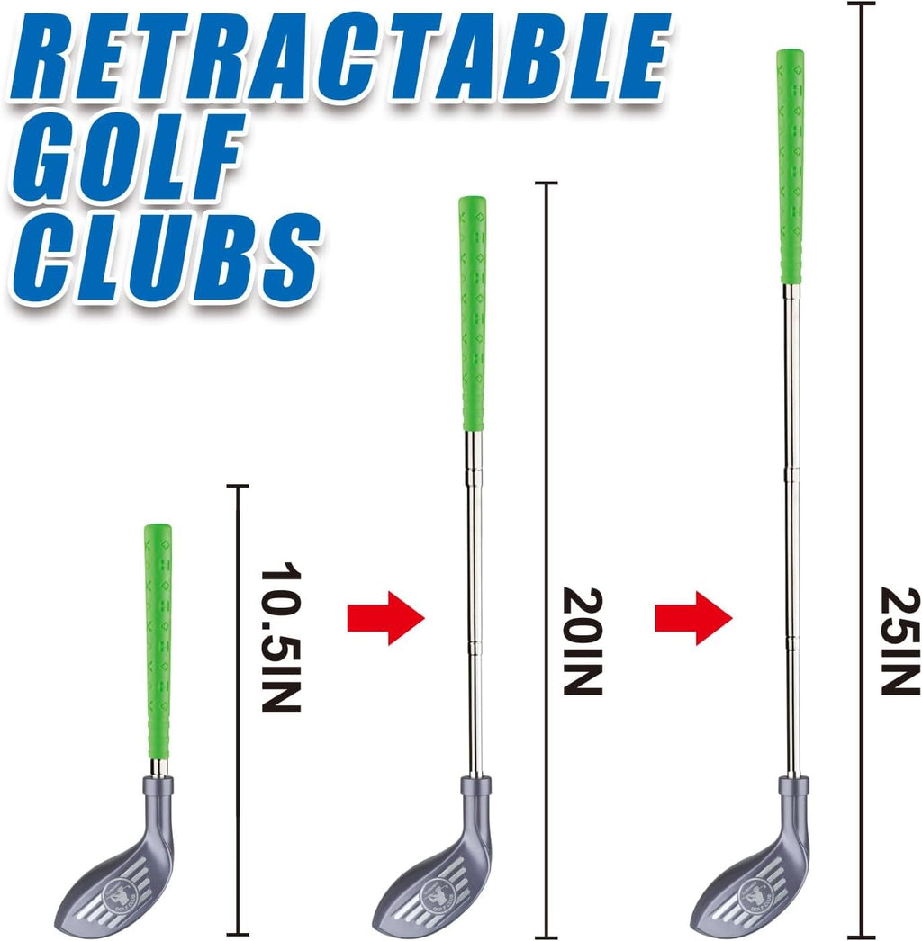 RCROKS Toddler Golf Clubs Set Retractable Metal Shaft, Kids Golf Toys Indoor & Outdoor Backyard Park Golf Game Toy Playset Gifts for Aged 3-8 Toddlers Boys Kids Baby (Grey, M)