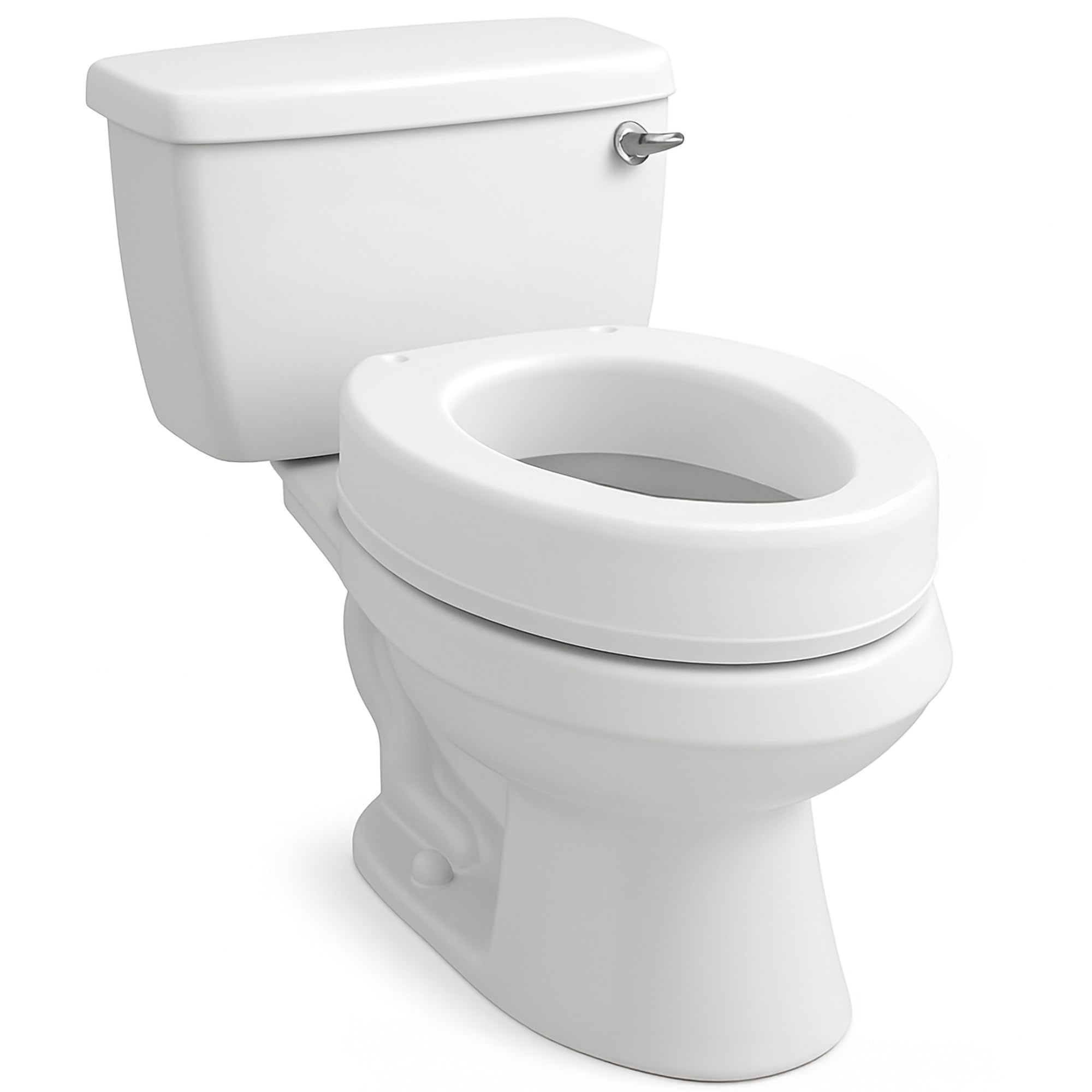 Carex White Elongated Raised Toilet Seat Riser Adds 3.5 Inches Height 300lb Capacity