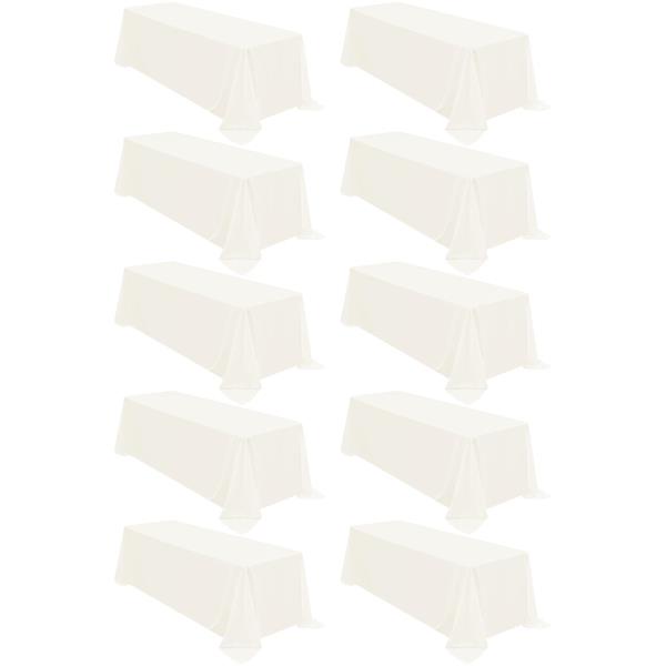 fani 10 Packs Ivory Tablecloth - 90 x 156 Inch for 8Ft Tables