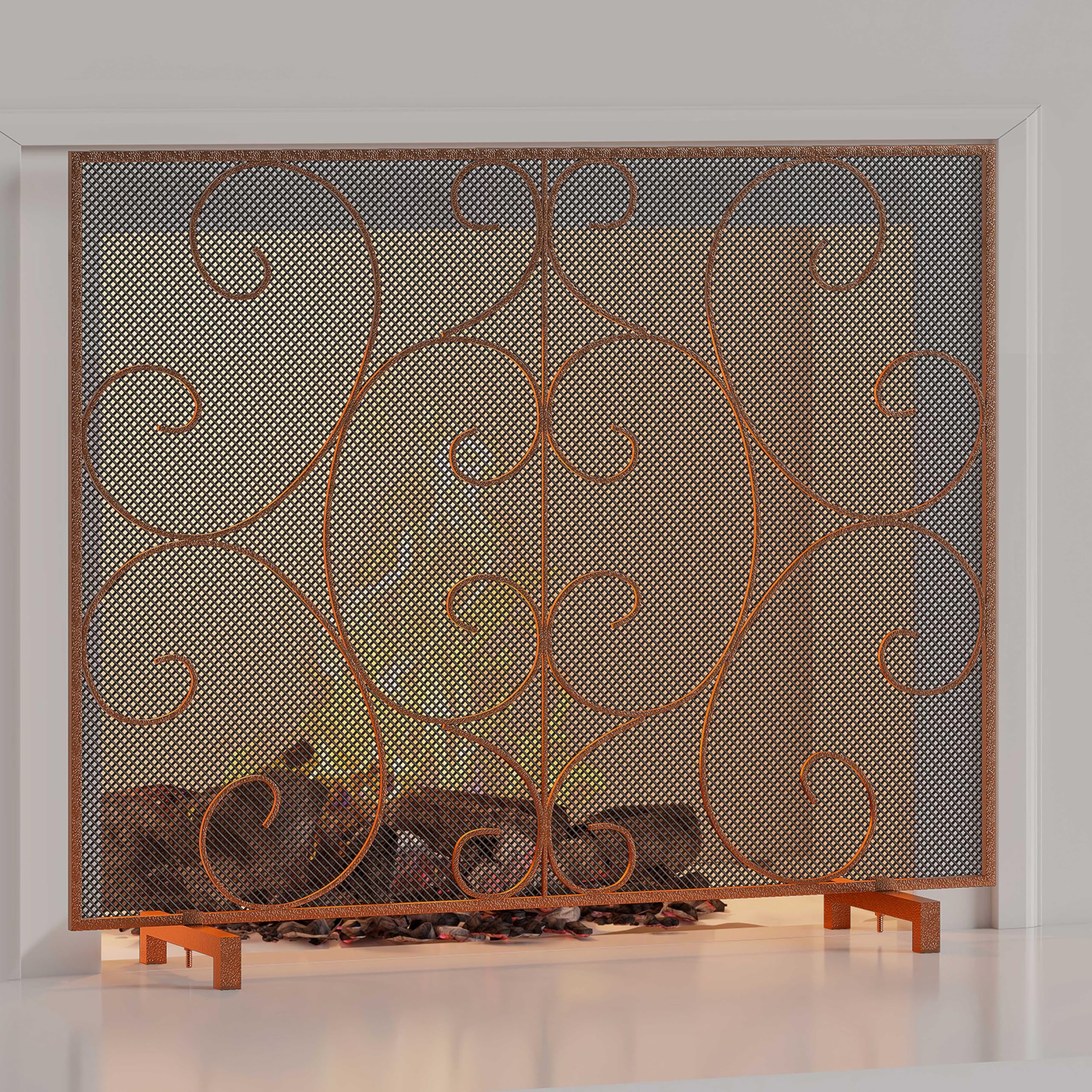 Open-Box New Kingson Decorative Single Panel Antique Bronze Fireplace Screen Retail $69.99