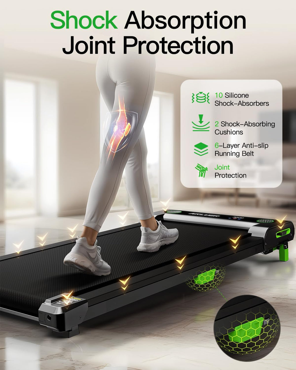 Small Walking Pad Treadmill with Incline - Black
