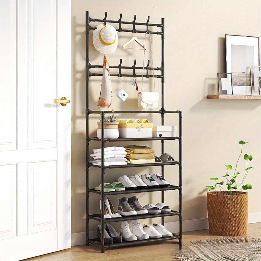 Open-Box New Generic 5-Tier Freestanding Shoe Rack  Coat Stand Entryway Organizer Retail $48.00