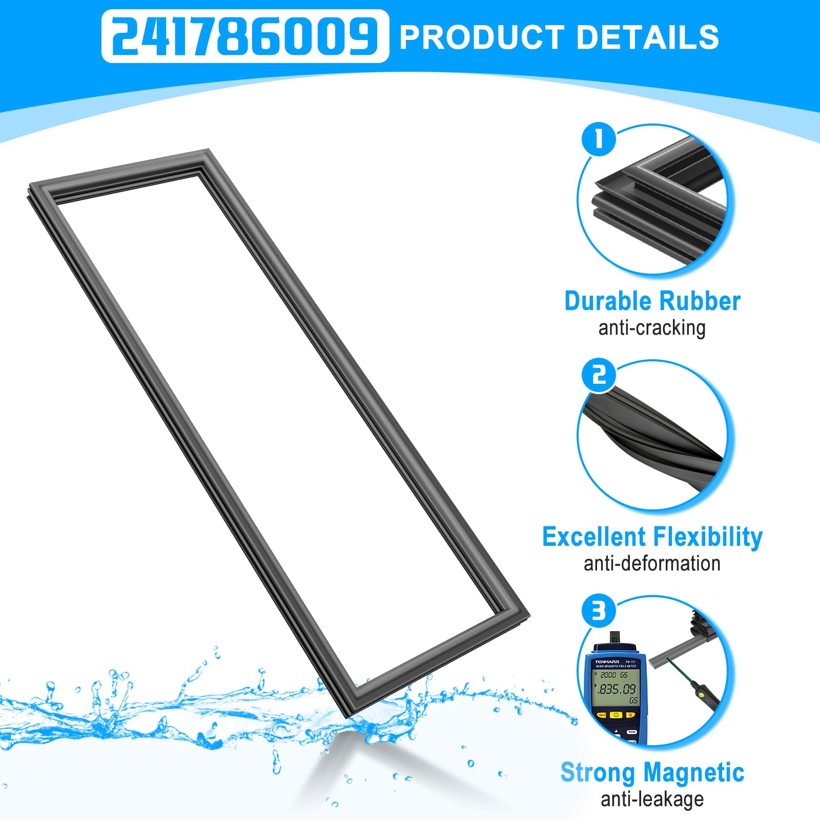 Black Frigidaire Kenmore Refrigerator Door Gasket 241786009 241786013