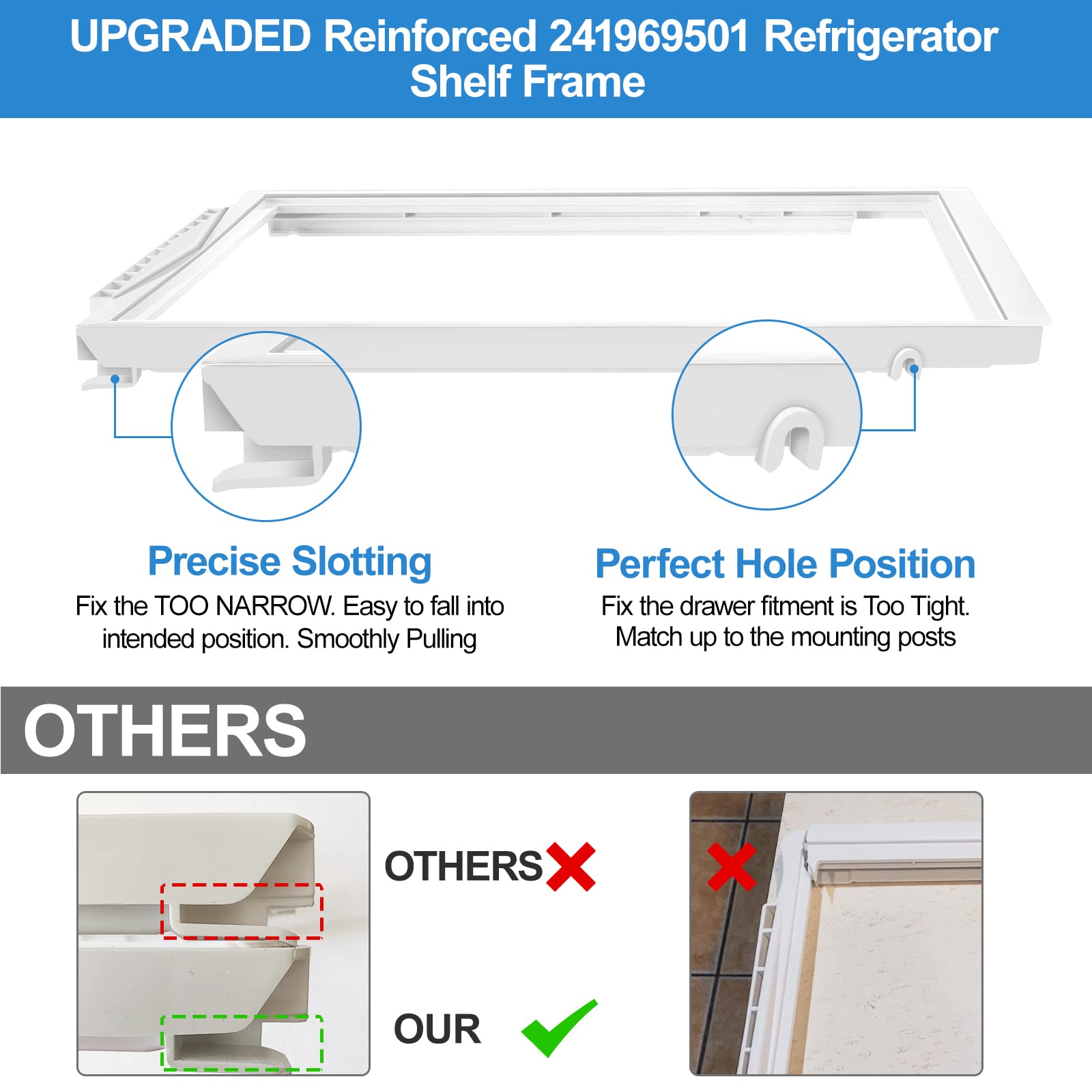 New ALVAR 241969501 Upgraded Refrigerator Shelf Frame No Glass for Frigidaire Retail $33.00