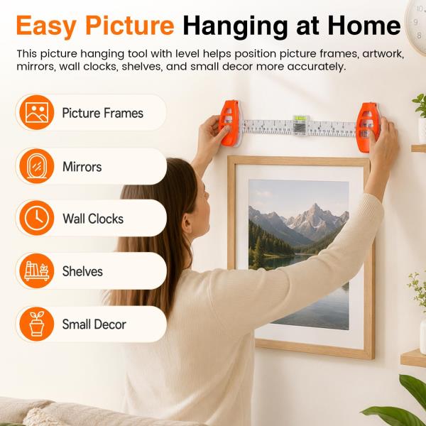 Picture Hanging Tool with Level for Small Frames 15 in 50 Nails
