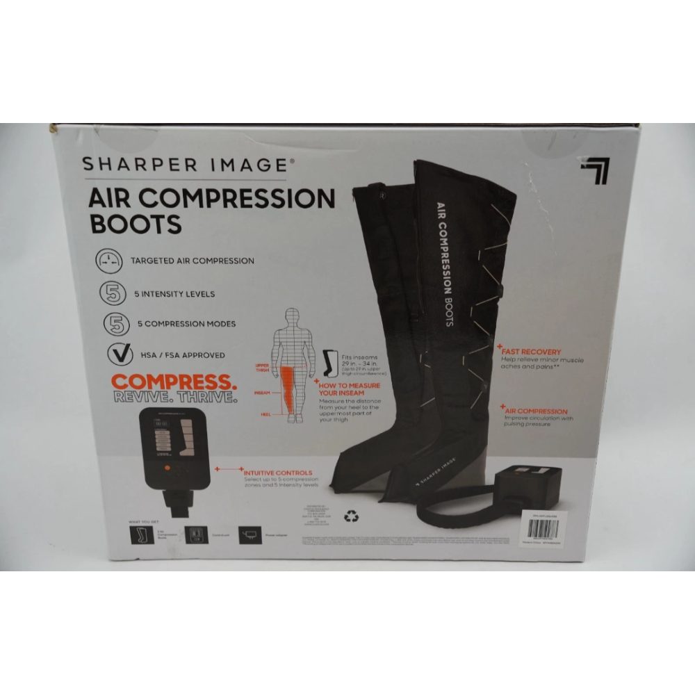 New As-Is Sharper Image Large-XL Air Compression Boots 5 Intensity Levels HSAFSA Approved Retail $150.00