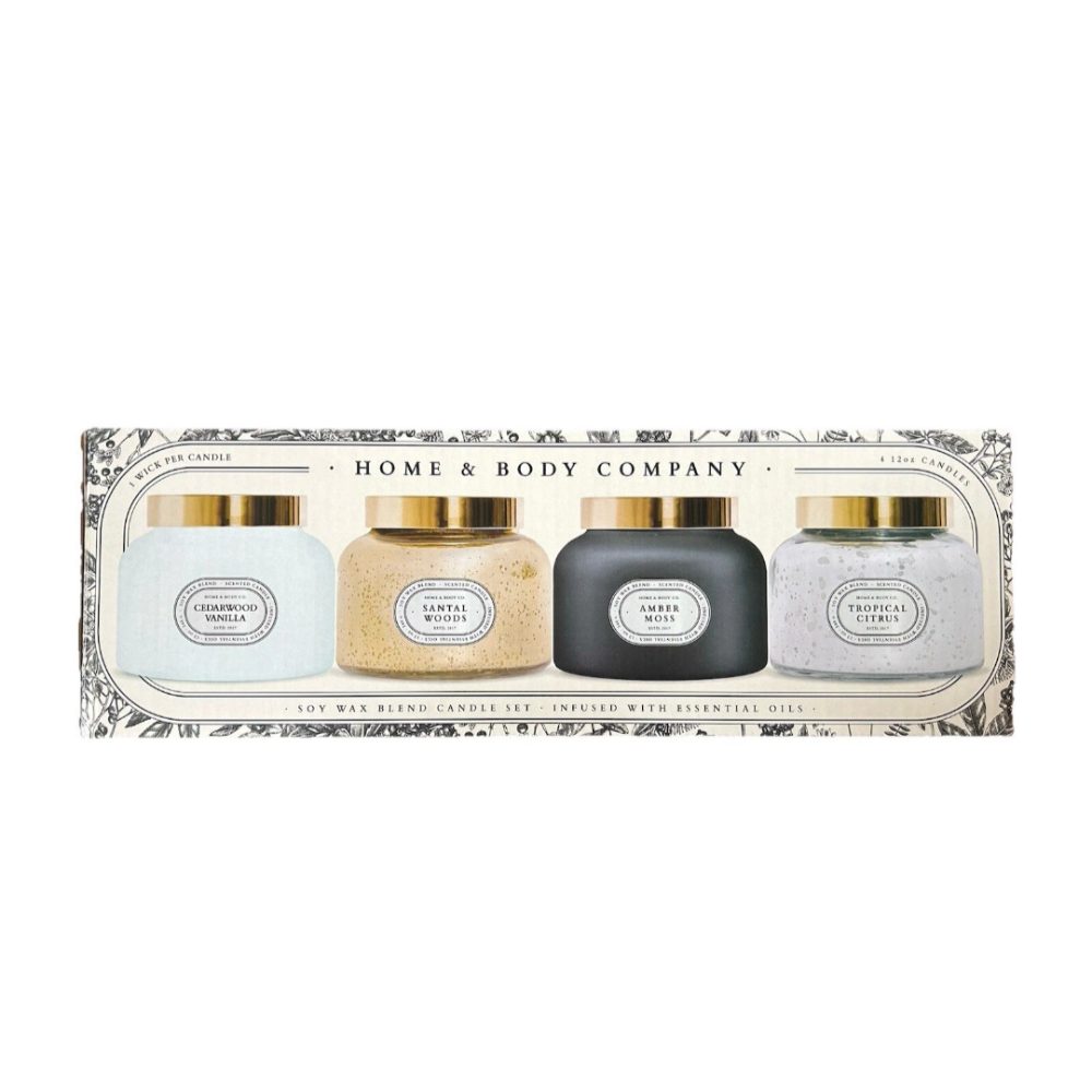 Soy Wax Blend Scented Candle Set 4 Scents 12 oz Each