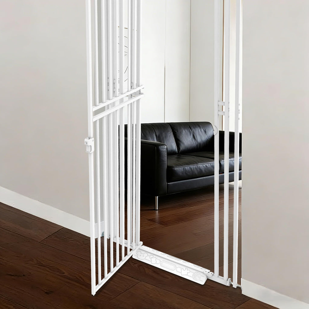 White Extra Tall Pet Safety Gate 78.74 H Adjustable 27.56-32.28 W Pressure Mount