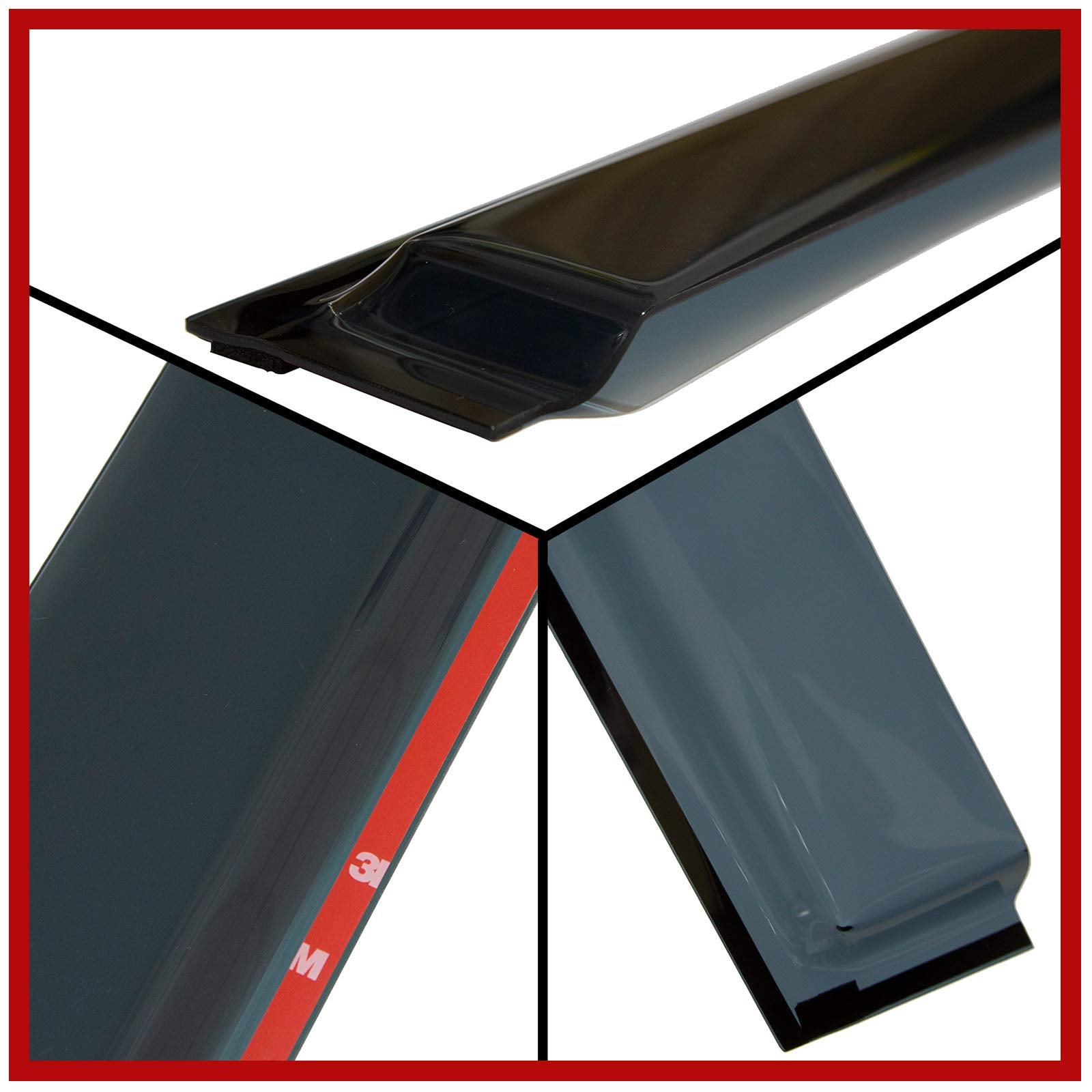 Black Tape-On Rain Guards Side Window Visor Deflectors for Honda Civic Sedan 2016-2021