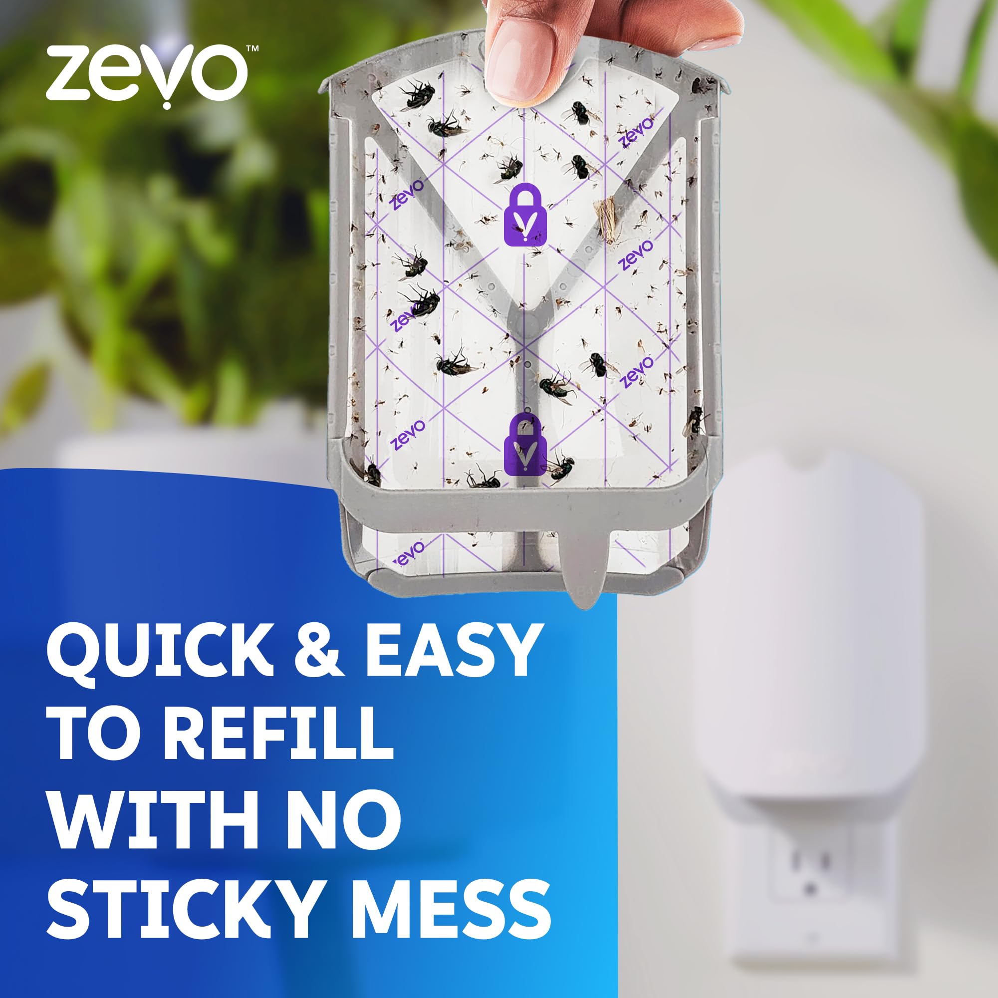 Open-Box New ZEVO Flying Insect Trap with Plug-In Blue  UV Light 3 Refills Retail $25.00