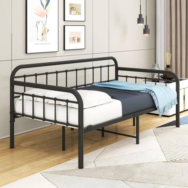 Metal Twin Daybed Frame Black Sanded 78.35L x 40.16W x 35.63H