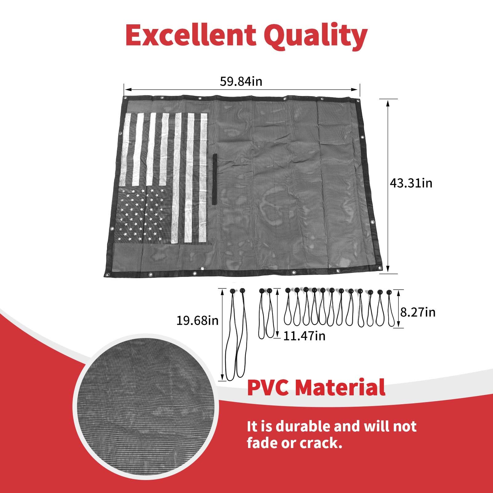 Full-Body Mesh Sun Shade Bikini Top Cover for 2018-2026 Jeep Wrangler JL 4-Door Black  White Retail $34.00