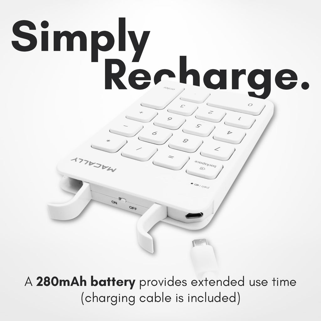 Open-Box New Macally Bluetooth 18-Key Rechargeable Wireless Numpad - White Retail $29.00
