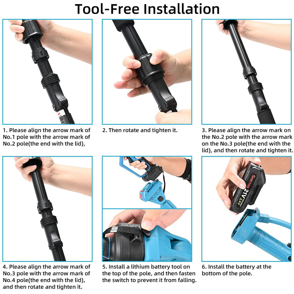 Blue 2-In-1 Pole Saw  6-Inch Mini Chainsaw