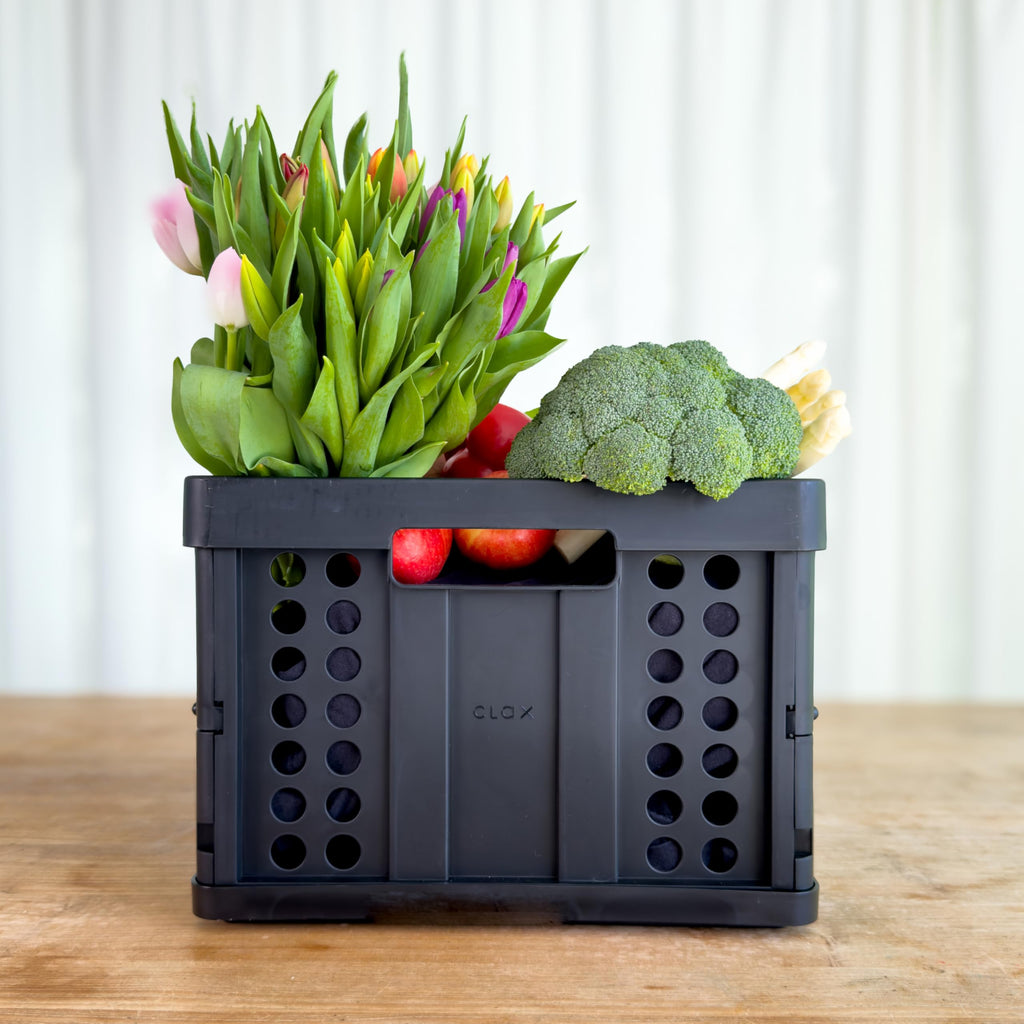 As-Is Clax Folding Crate - 48 qt 12 gal Capacity Made in Germany Black Retail $39.00