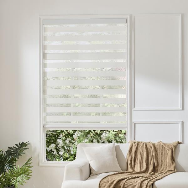 Zebra Roller Shades 36W x 72H White Dual-Layer Light Control Retail $49.00