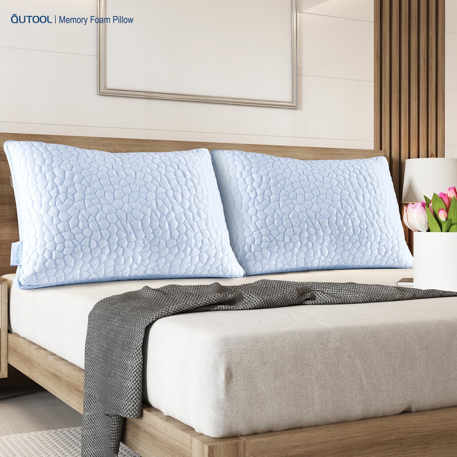 Open-Box New QUTOOL Enhanced Cooling Shredded Memory Foam Queen Pillows Set of 2