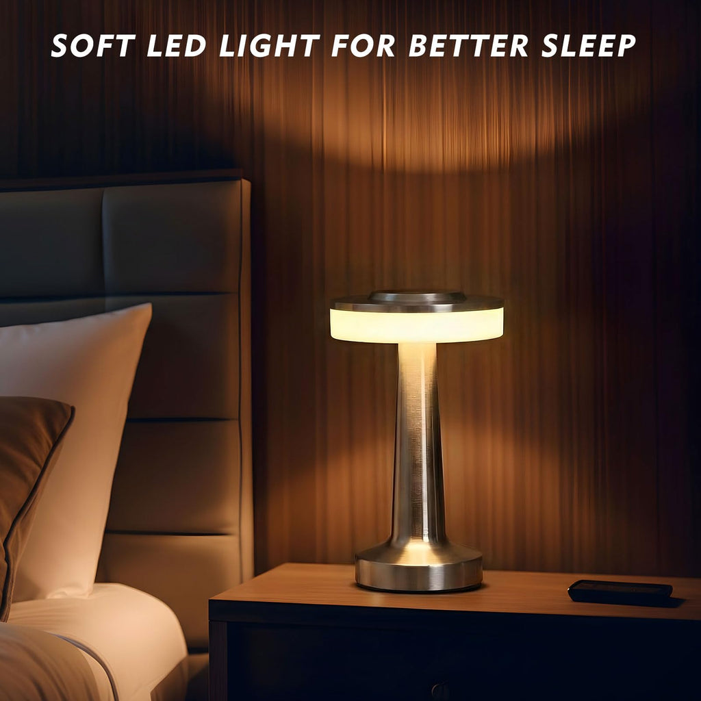 Gold Cordless LED Dimmable Touch Sensor Portable Table Lamp